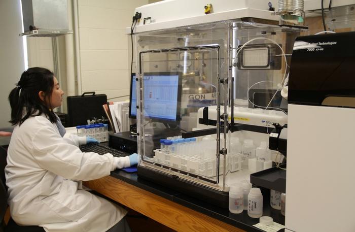 Scientists analyzing data